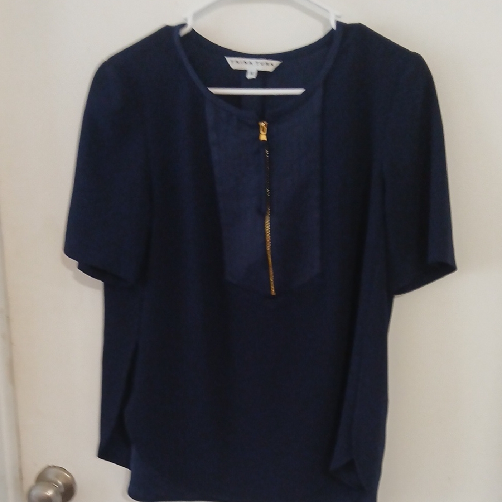 Trina Turk Midnight Blue Top with Gold Accent